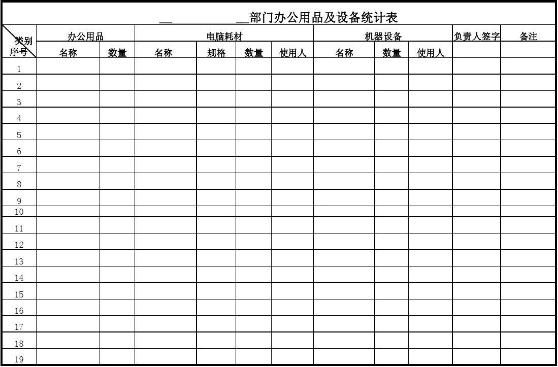 部门办公用品统计表